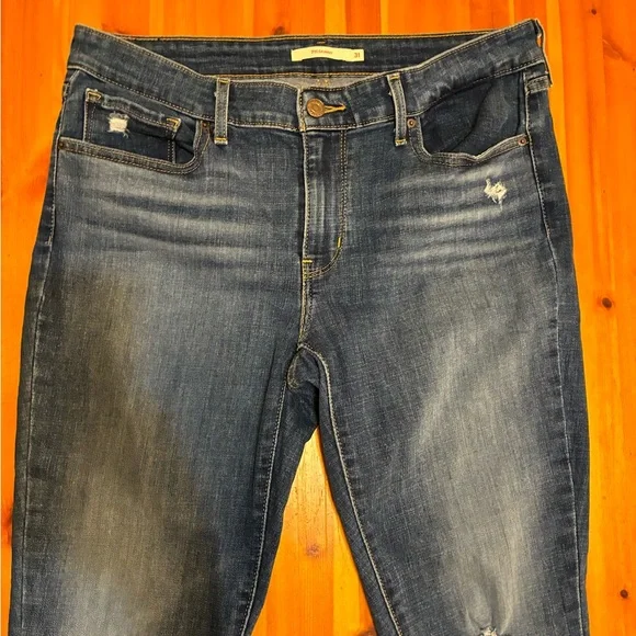 Levi's Distressed Blue 711 Skinny Jeans - Picture 2 of 8